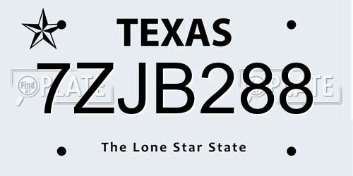 7ZJB288 Texas License Plate