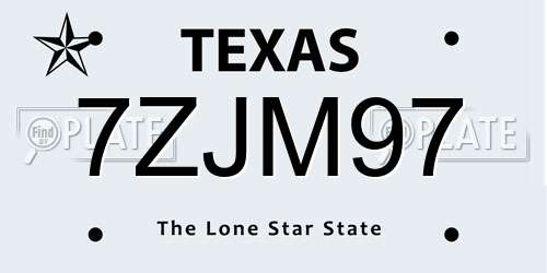 7ZJM97 Texas License Plate