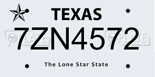 7ZN4572 Texas License Plate