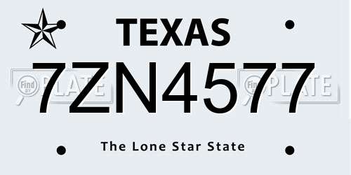 7ZN4577 Texas License Plate