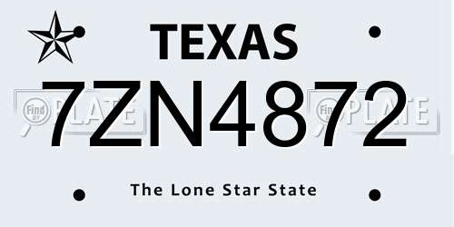 7ZN4872 Texas License Plate