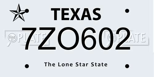 7ZO602 Texas License Plate