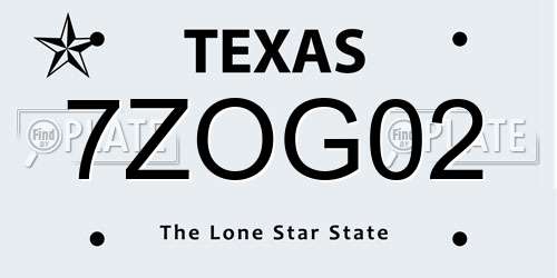 7ZOG02 Texas License Plate