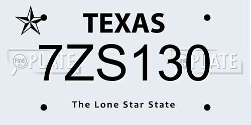 7ZS130 Texas License Plate