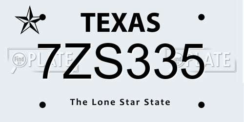 7ZS335 Texas License Plate