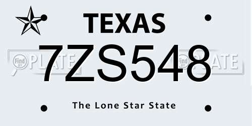 7ZS548 Texas License Plate