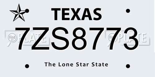 7ZS8773 Texas License Plate