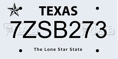 7ZSB273 Texas License Plate