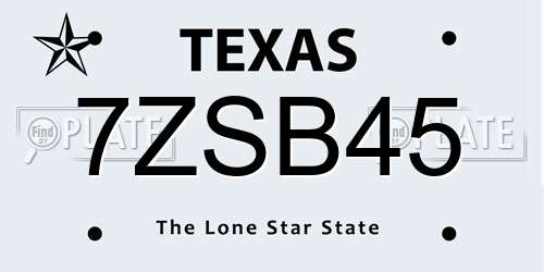 7ZSB45 Texas License Plate