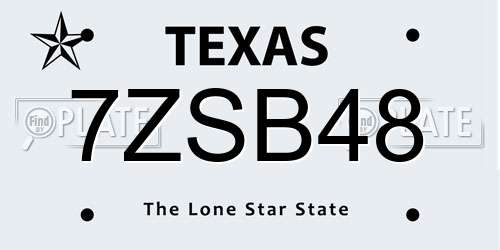 7ZSB48 Texas License Plate