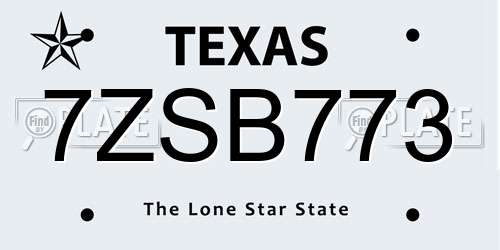 7ZSB773 Texas License Plate