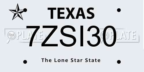 7ZSI30 Texas License Plate