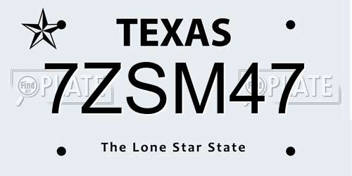7ZSM47 Texas License Plate