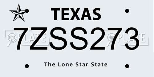 7ZSS273 Texas License Plate
