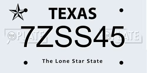 7ZSS45 Texas License Plate