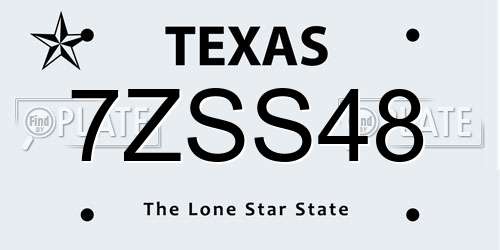 7ZSS48 Texas License Plate