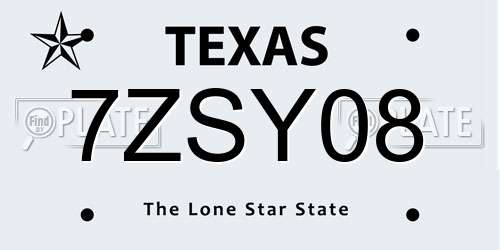 7ZSY08 Texas License Plate