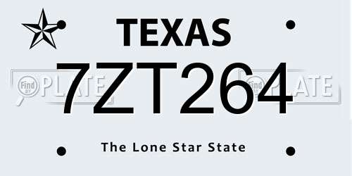 7ZT264 Texas License Plate