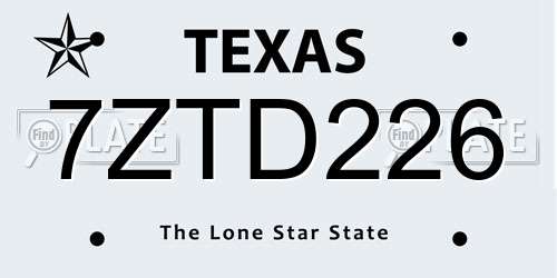 7ZTD226 Texas License Plate