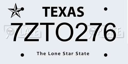 7ZTO276 Texas License Plate