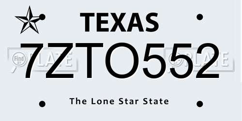 7ZTO552 Texas License Plate