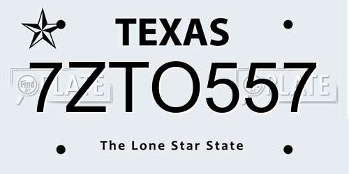 7ZTO557 Texas License Plate