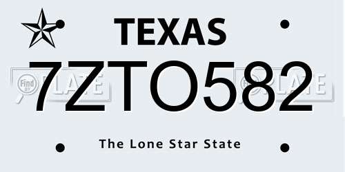 7ZTO582 Texas License Plate