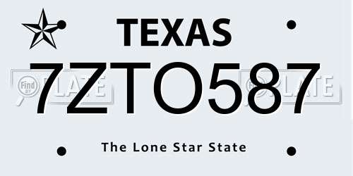 7ZTO587 Texas License Plate