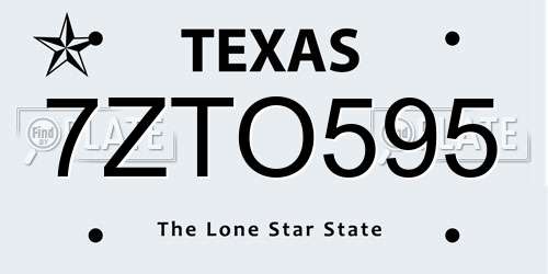7ZTO595 Texas License Plate
