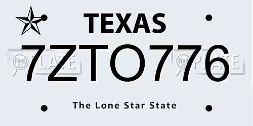 7ZTO776 Texas License Plate