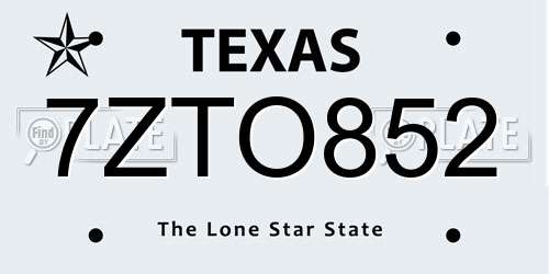 7ZTO852 Texas License Plate