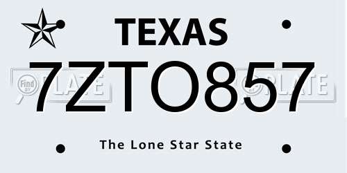 7ZTO857 Texas License Plate