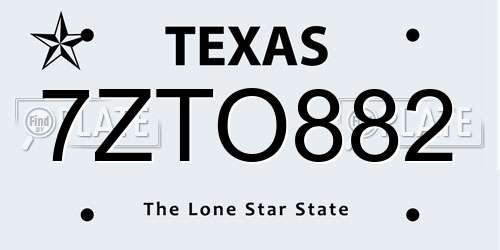 7ZTO882 Texas License Plate