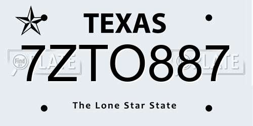 7ZTO887 Texas License Plate