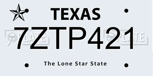 7ZTP421 Texas License Plate