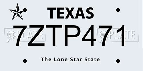 7ZTP471 Texas License Plate