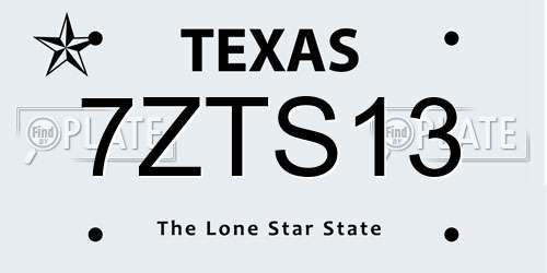 7ZTS13 Texas License Plate