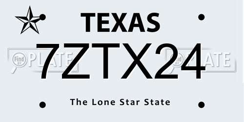 7ZTX24 Texas License Plate