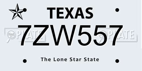 7ZW557 Texas License Plate
