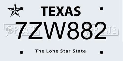 7ZW882 Texas License Plate