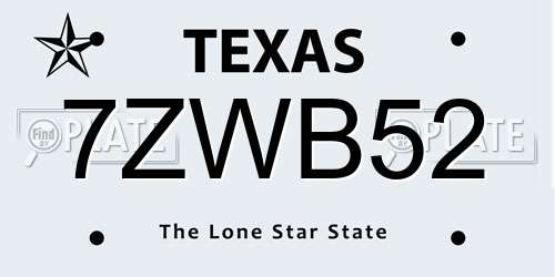 7ZWB52 Texas License Plate