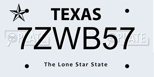 7ZWB57 Texas License Plate