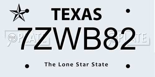 7ZWB82 Texas License Plate