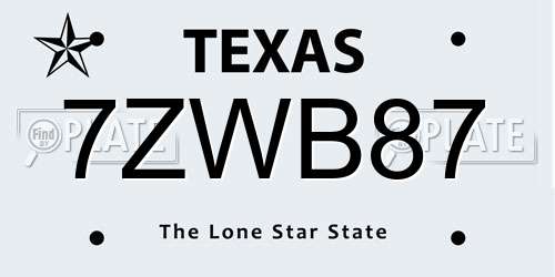 7ZWB87 Texas License Plate