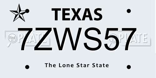7ZWS57 Texas License Plate