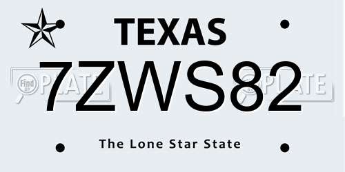 7ZWS82 Texas License Plate