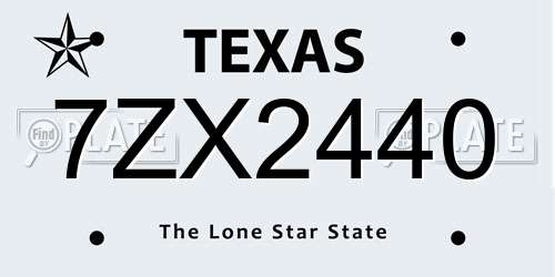7ZX2440 Texas License Plate