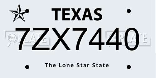 7ZX7440 Texas License Plate