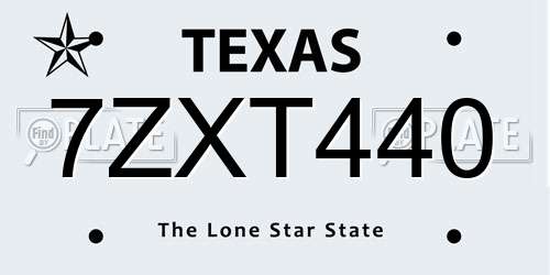 7ZXT440 Texas License Plate