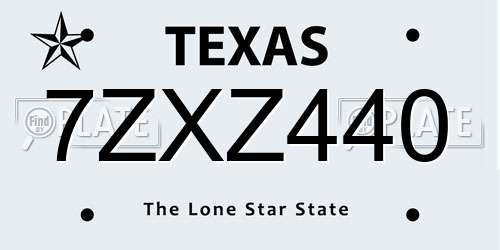 7ZXZ440 Texas License Plate